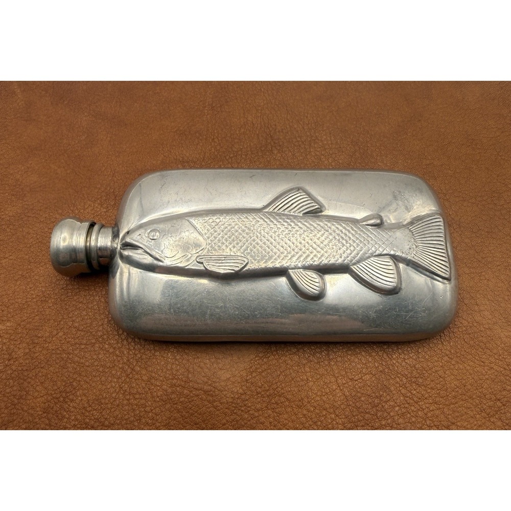 Orvis Co. Flask Small Flask Stream Side Original Fish Whistle Here Fishy Fishy